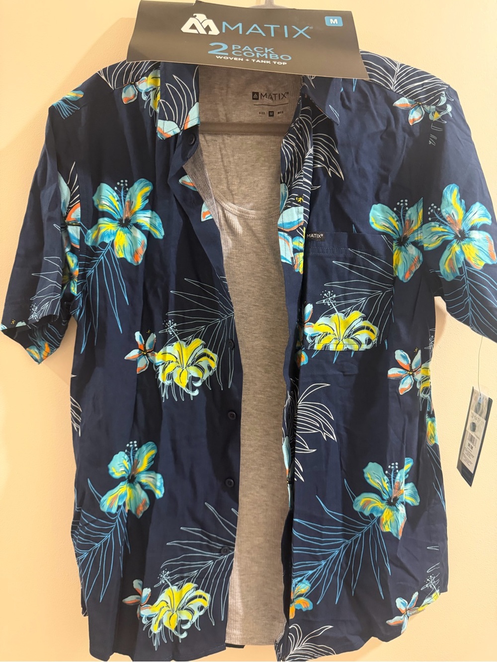 Matix Navy Floral Short Sleeve Button-Down Shirt